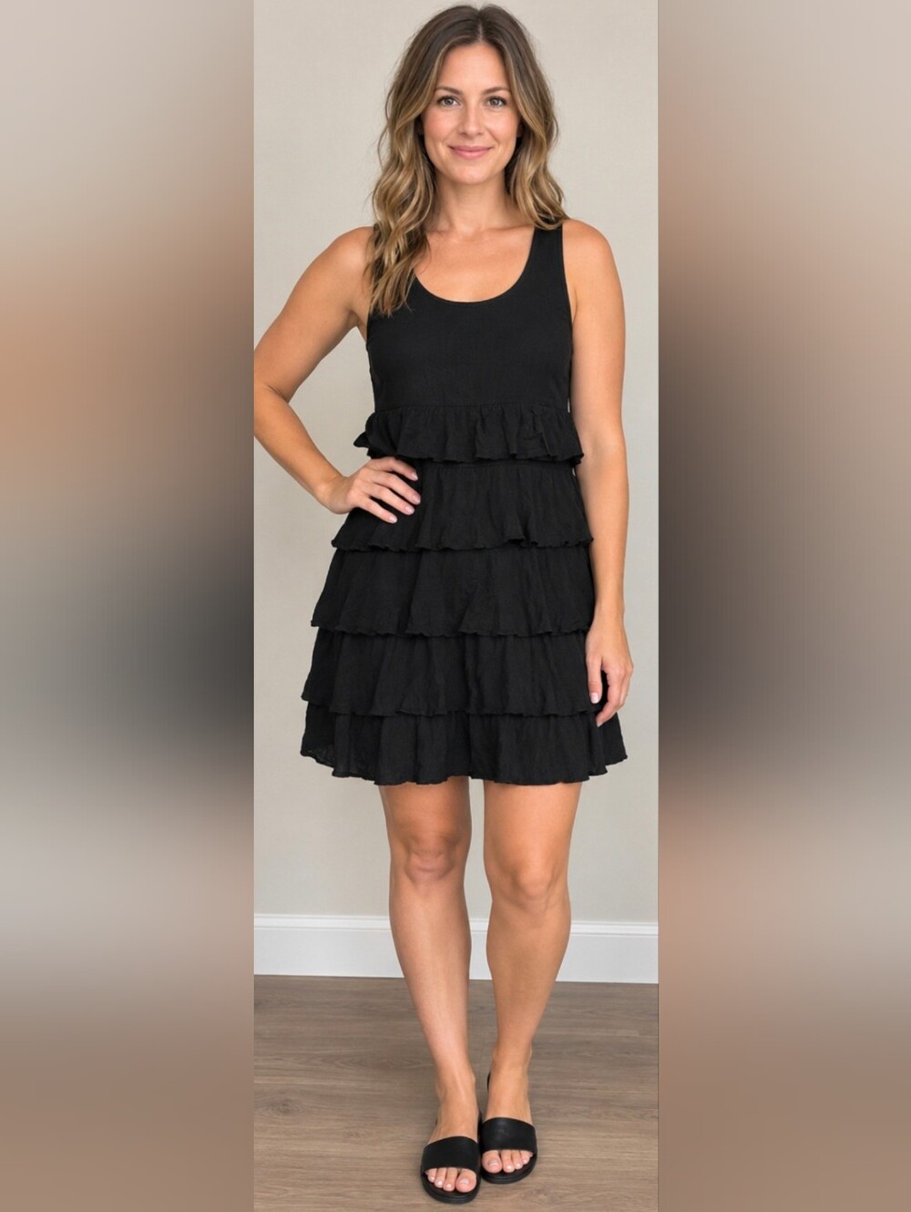 Black Tiered Ruffle Women's Dress